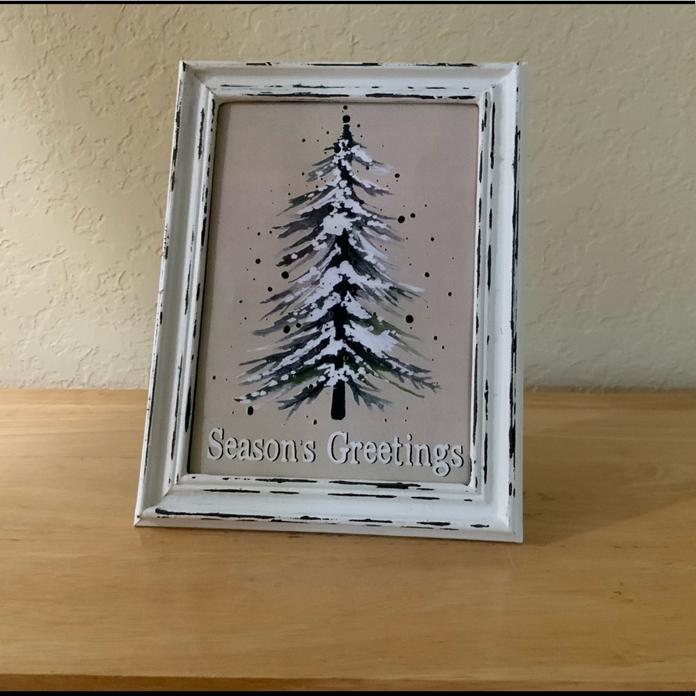 Farmhouse Christmas tree picture 5x7 w/frame